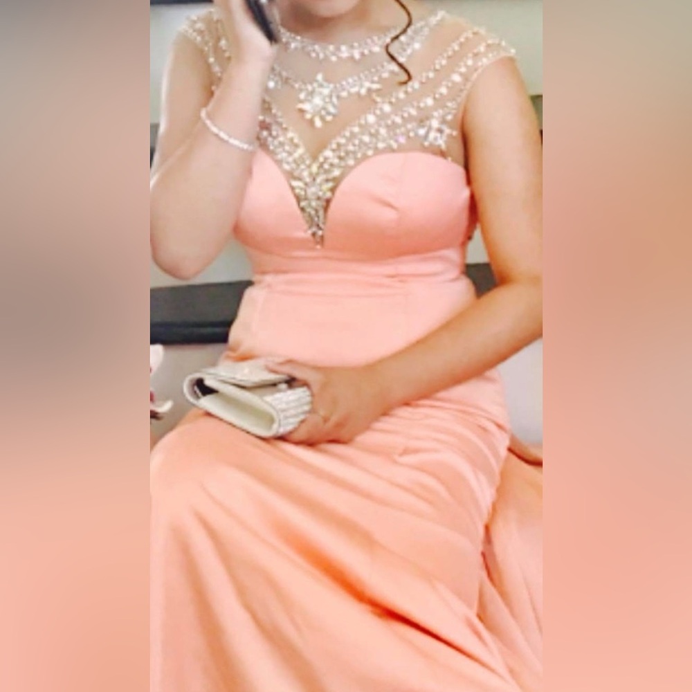 Elegant Peach Strapless Dress
